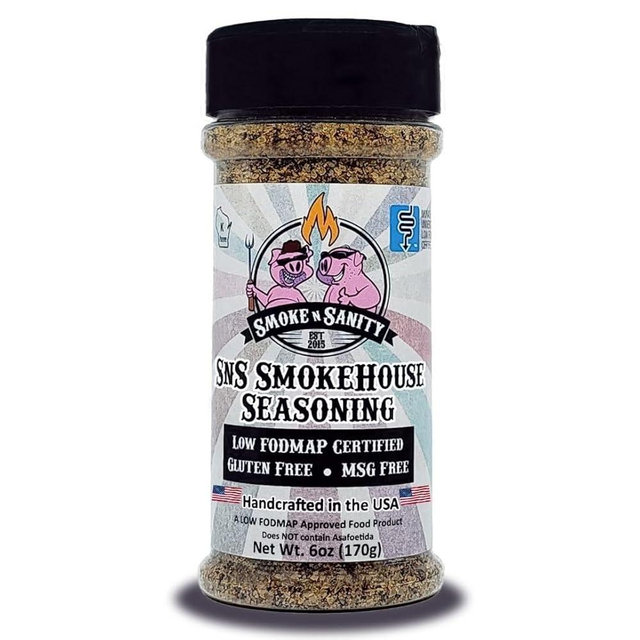 Smoke n Sanity - Smokehouse Seasoning, Monash Certified Low FODMAP, Gluten Free, Kosher, Dairy Free, Ideal for Meats, Vegetables, and Smoky Dips, 5 oz Shaker