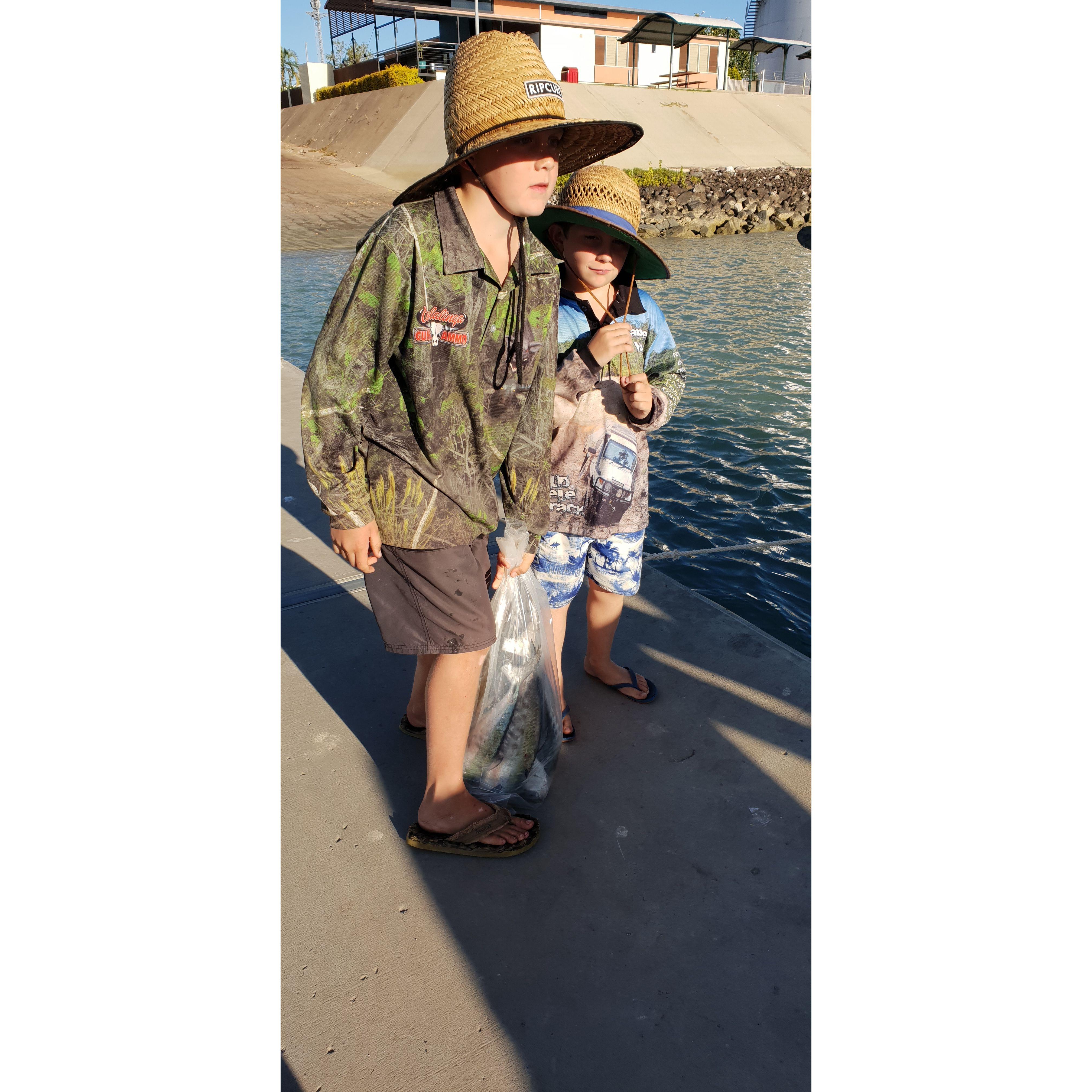 Isaac & Will catching all the fish - Karumba