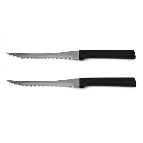 Rada MFG Tomato Slicing Knife Blade With Black Stainless Steel Resin Handles Made in the USA, 8-7/8 Inches, 2 Pack