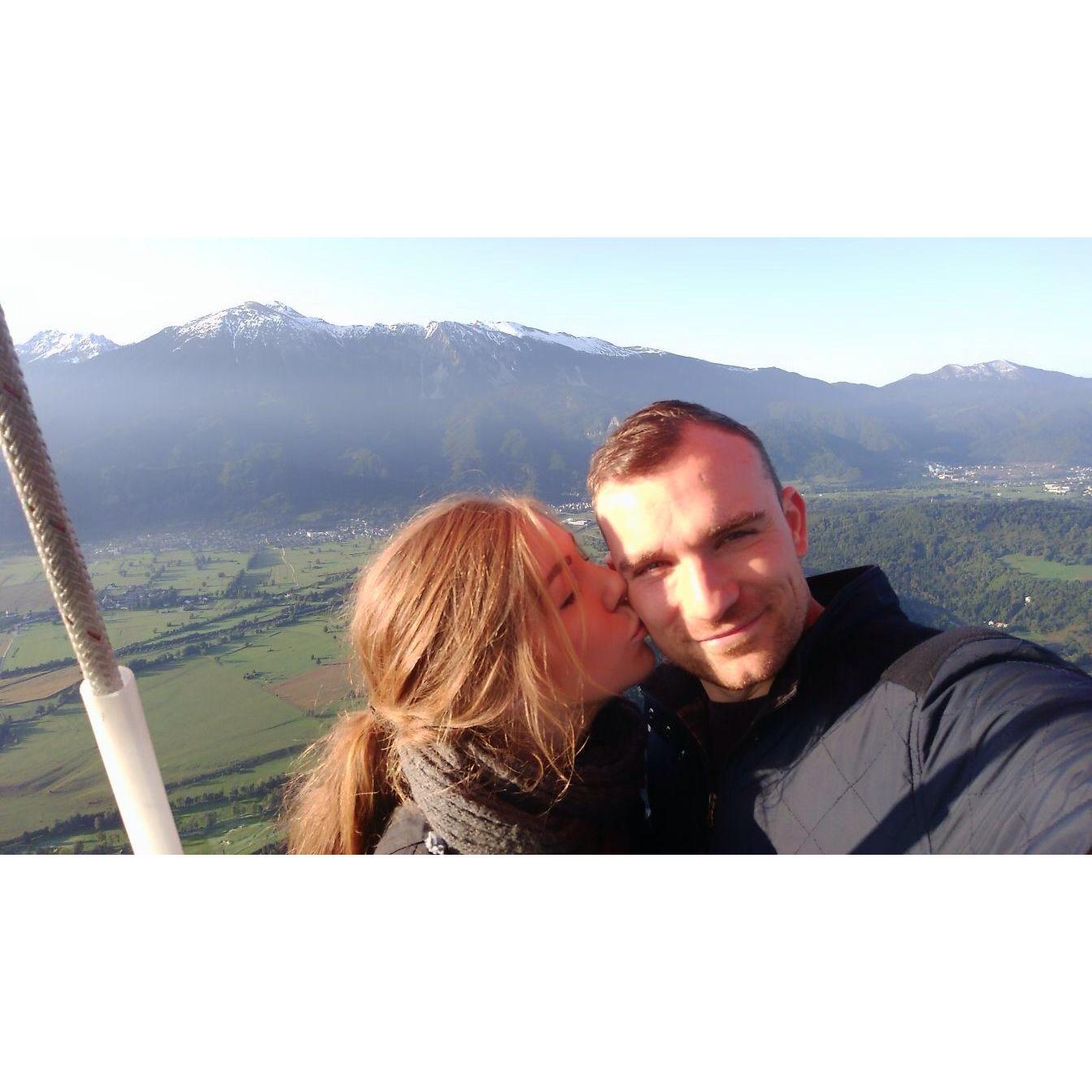 Hot air ballooning for the first time over Lake Bled.