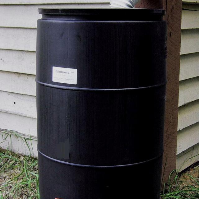 55 Gallons Gal. Plastic Drainable Rain Barrel
