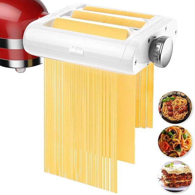 BFYLIN Pasta Maker Accessories Mixers 3 in 1 Set for KitchenAid Stand Mixer Attachments Include Pasta Roller, Spaghetti,Fettuccine Cutter, 8 Adjustable Thickness Settings，Pasta Maker Attachment
