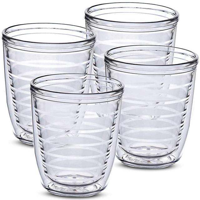 4-pack Insulated 12 Ounce Tumblers - Drinking Glasses Made in USA - Clear (12oz Insulated Cups)