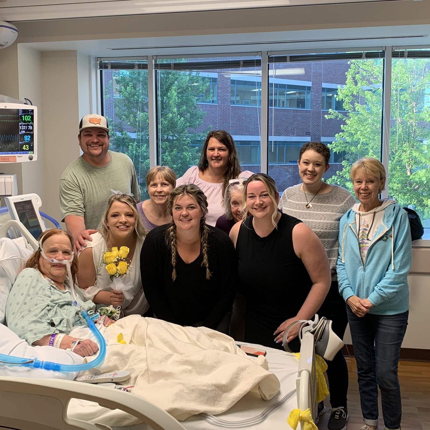 The bride & groom did a commitment ceremony in the hospital, so Cheryl (Mattys Mom) could celebrate with them in 2023. Cheryl will be celebrating our wedding day in heaven🩷🪽