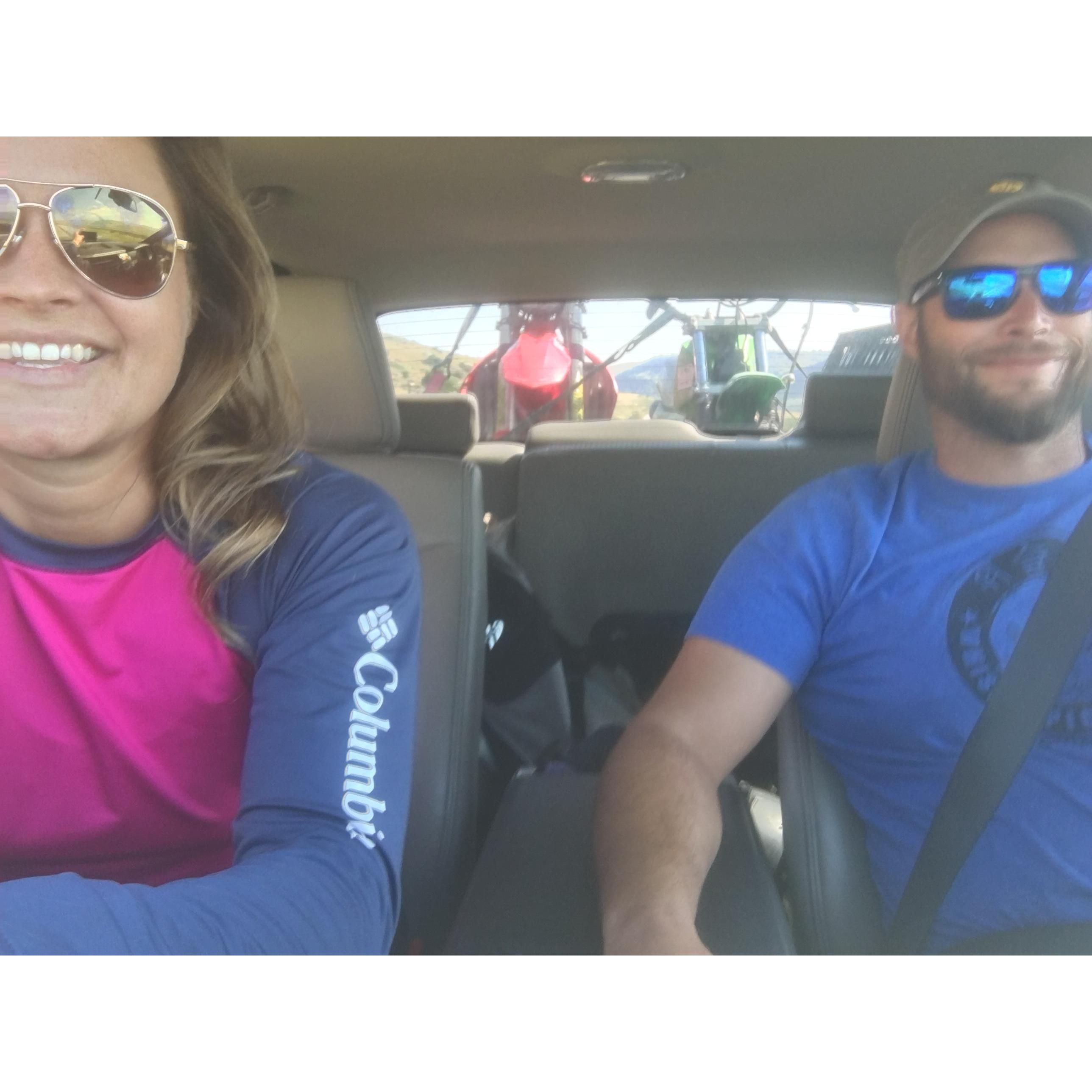 Hauling the bikes to ride in the Montana! First go of biking and navigating the roads.