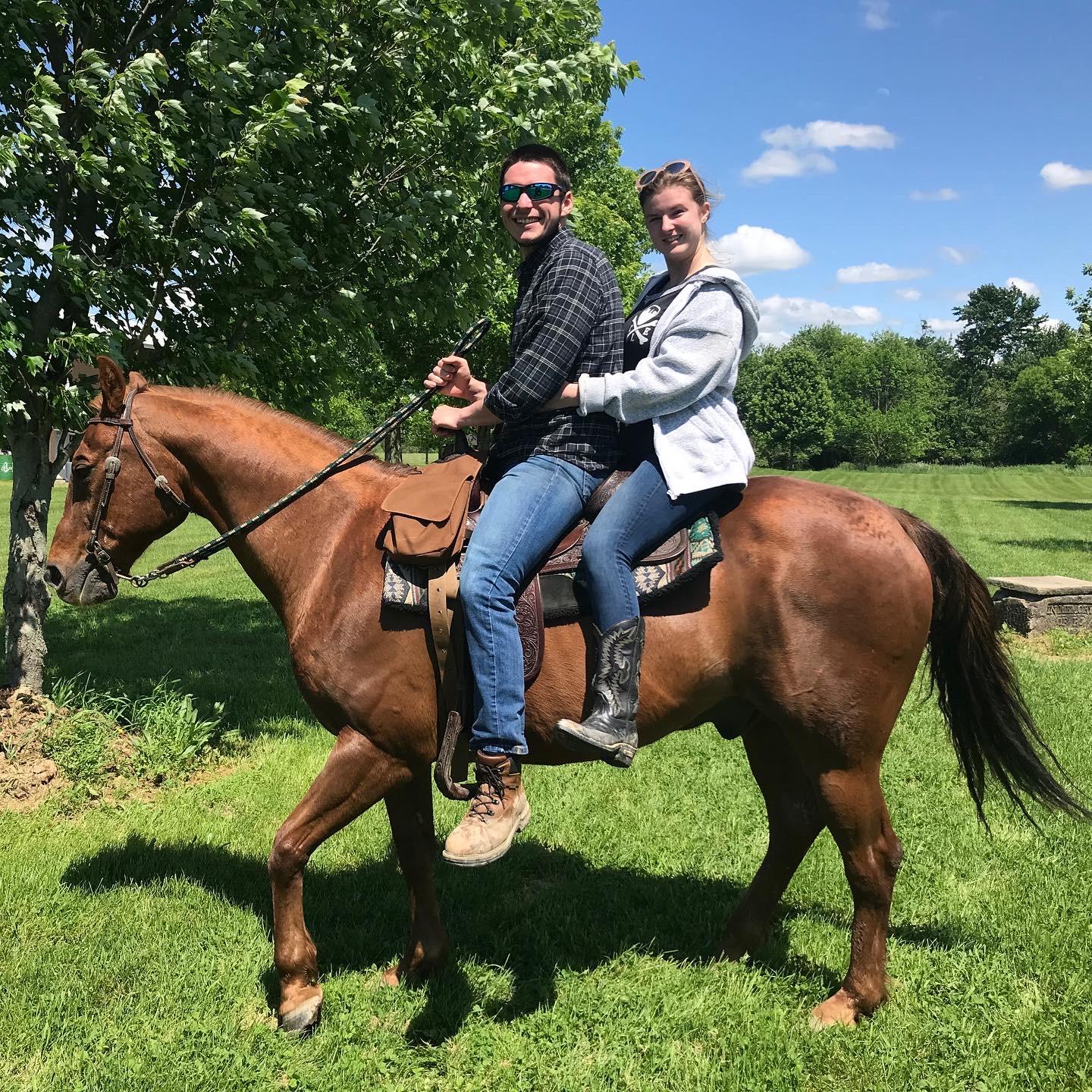 We took this right after Jamie gave Steven his very first riding lesson on her horse Beau. This was the start of Steven and Beau's friendship.