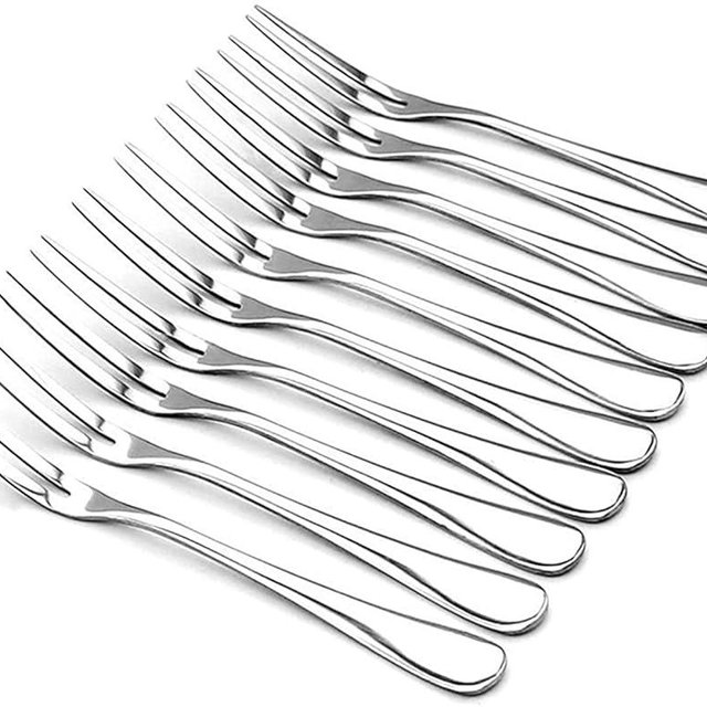 Crab Stainless Steel Forks,Escargot Forks 2 Prong Tasting Appetizer Forks Portable Cocktail Salad Fruit Forks for Party Travel,Set of 10, 5 Inches (10 Pcs)