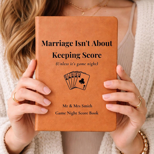 Custom Family Game Night Journal, Personalized Vegan Leather Score Book, Mr & Mrs Board Game Lover Gift, Funny His and Hers Game Night Gift
