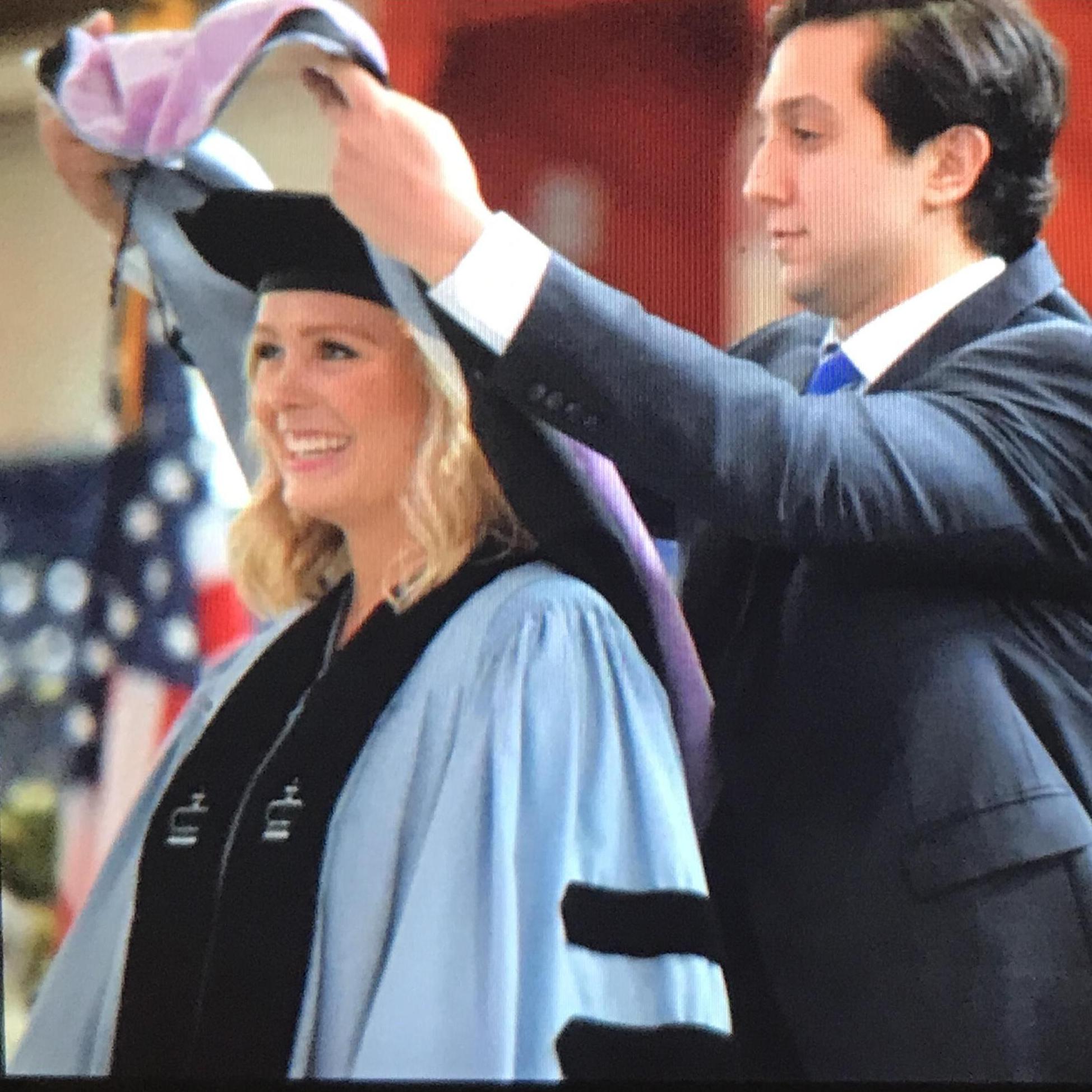 Dr. Pizzo officially hooding Kate as Dr. Cass. May 2018