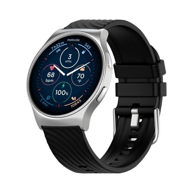 Motorola Moto Watch 120 - Premium Bluetooth Smartwatch with AMOLED Display, 10-Day Battery, Heart Rate & SpO2 Tracking, Fitness & Health Monitoring, Compatible with Android and iPhone - Silver