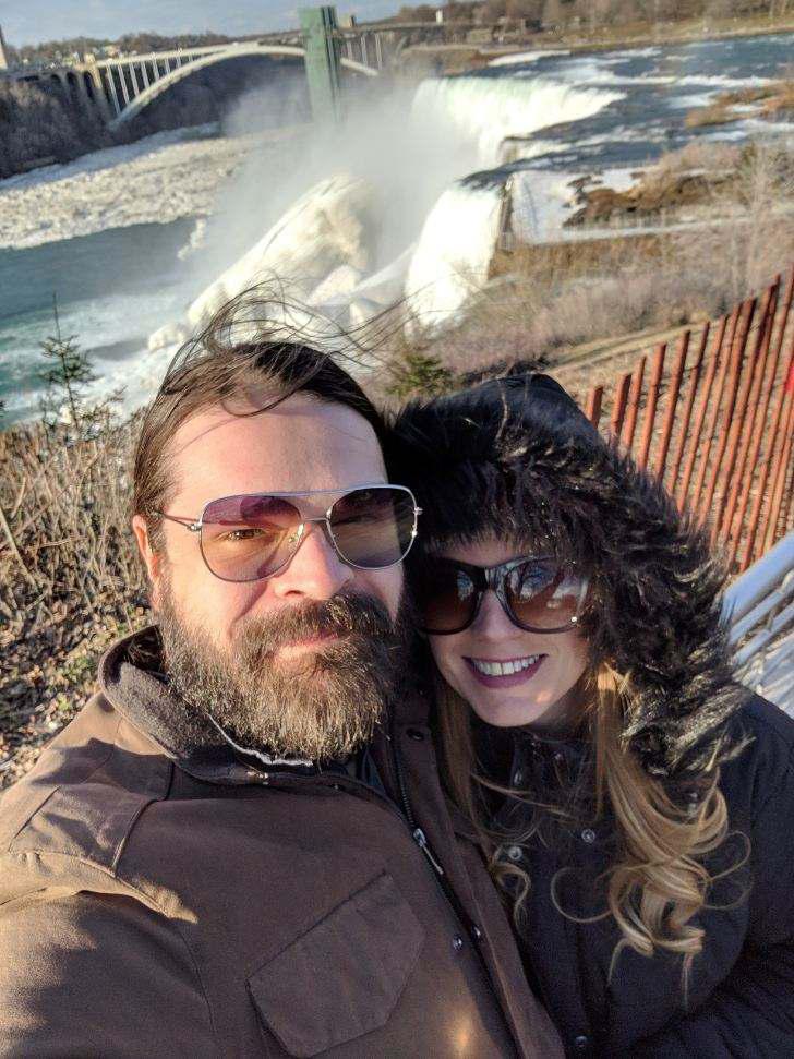 April 3, 2019 
Bridal Veil Falls, Niagara Falls, New York 
It was cold and windy but Mike found the perfect spot to propose with the help of a rainbow over the falls.