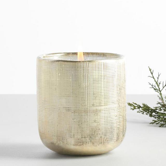 Texture Modern Glass Candle, Silver (Citrus & Cedar), Small 11.8Oz