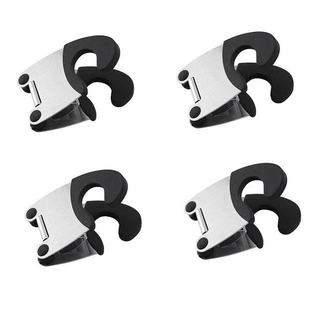brandname Ackron Pot Spoon Holder Pot Clip Holder Anti Scald Silicone Grip for Spoon Spatula Fork Cooking Utensils Spoon Rest Kitchen Accessories Tools 4 pcs (Black)