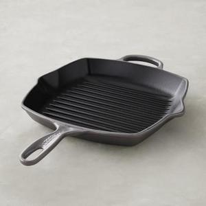 Le Creuset Signature Cast-Iron Grill Pan, 10", Oyster Grey