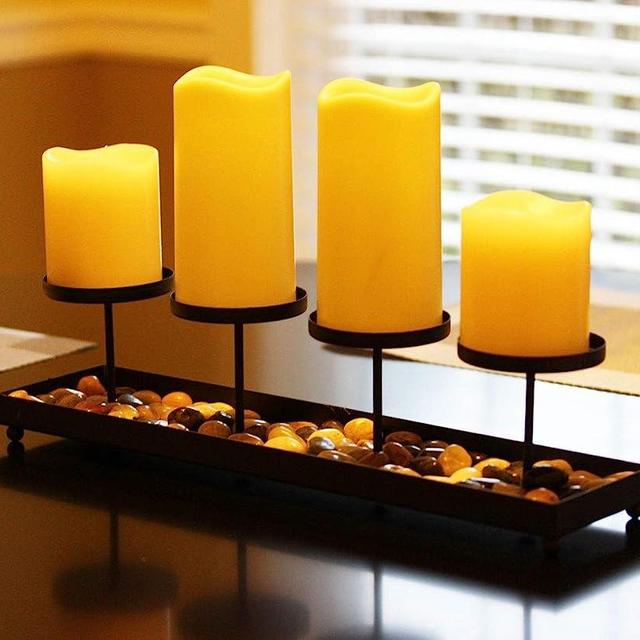 Seraphic Iron 4 Candle Pillar Candelabra Table Centerpiece Candle Holder, Black