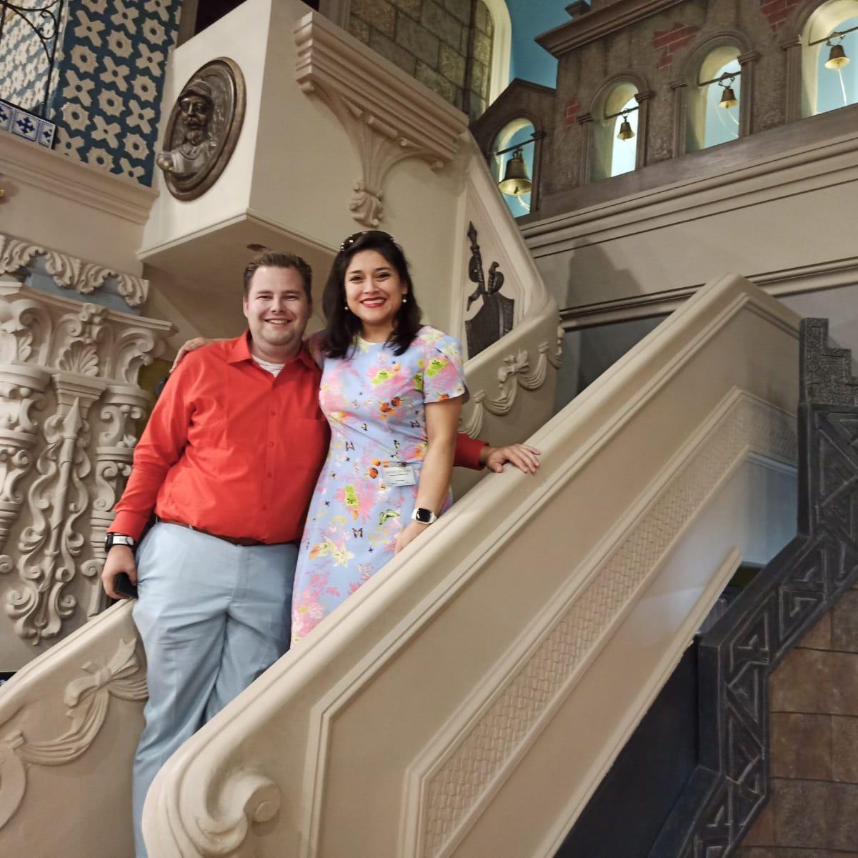 on the stairs