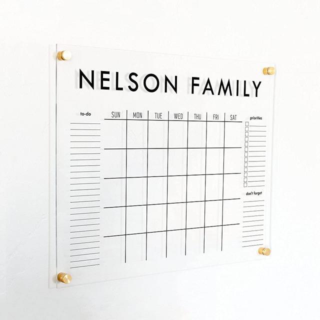 Large Acrylic Calendar, Dry Erase Monthly Acrylic Calendar, Dry Erase Wall Calendar