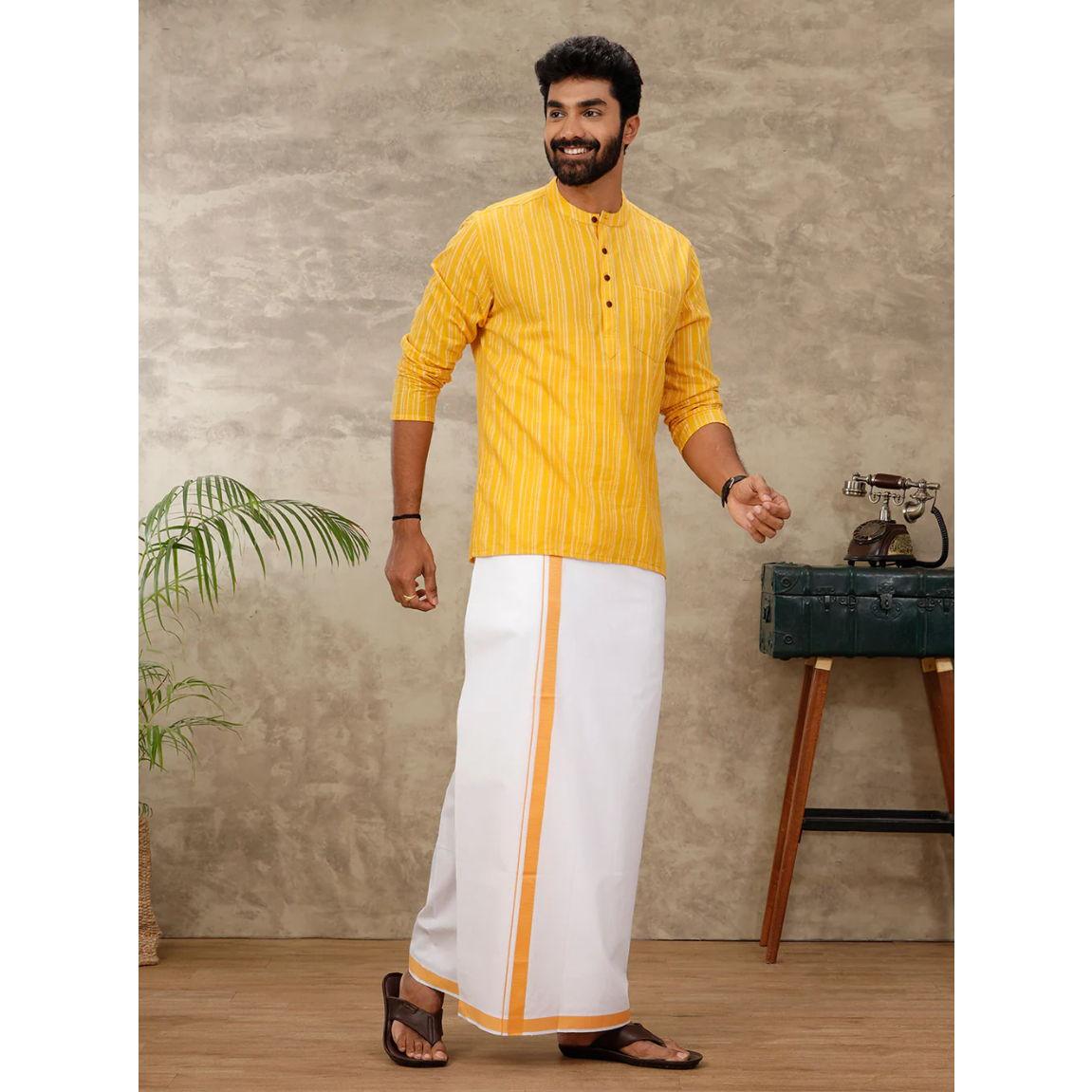 Dhoti & a short kurta (for the guys for the wedding day)