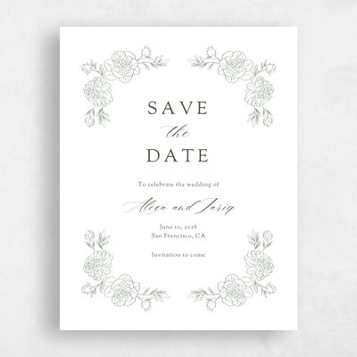 White Wedding Save the Date - Mauve Portrait
