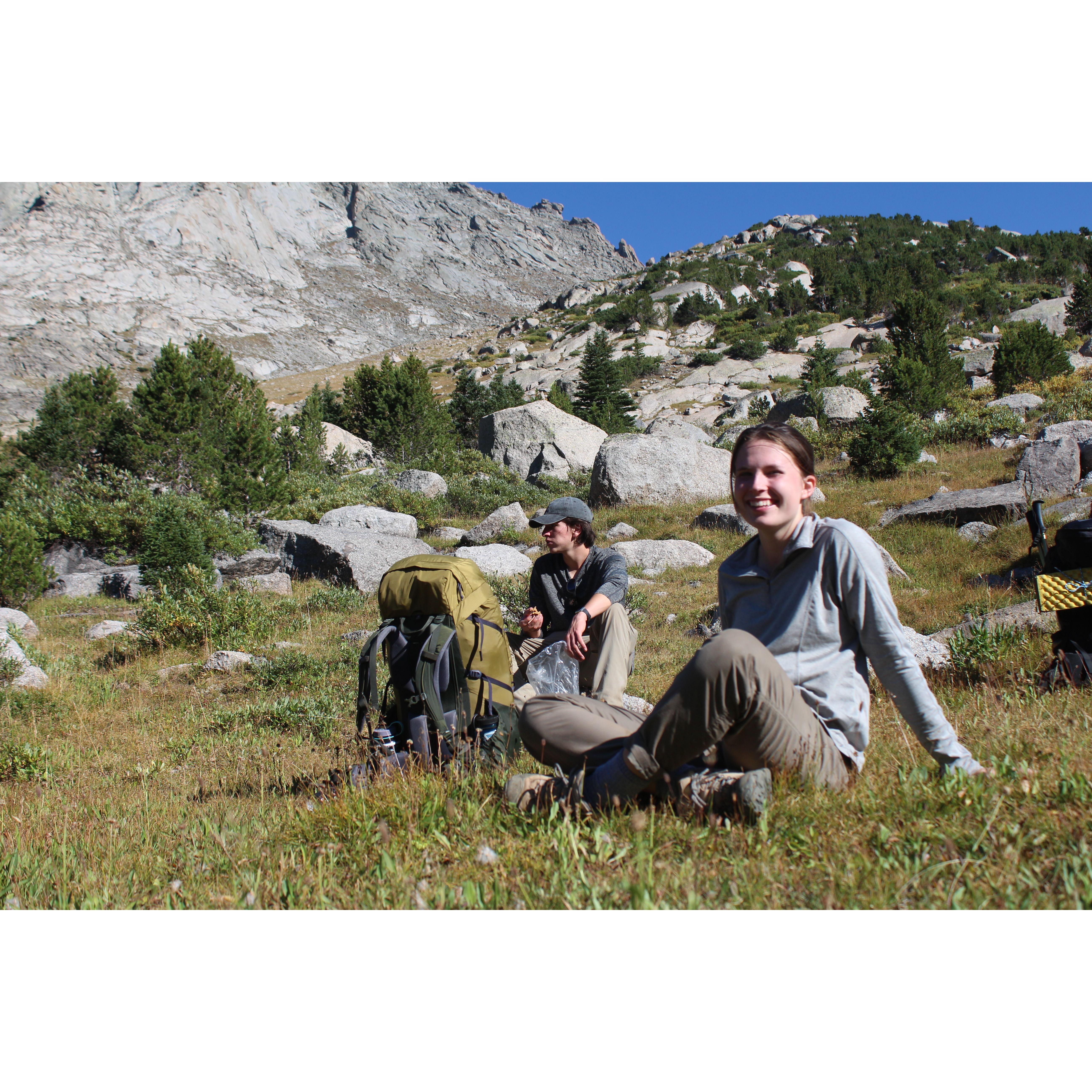 This was before it all started, just a spontaneous backpacking trip. Jerome and I watched some trad climbers summit and chatted for a long time. First of many adventures...
