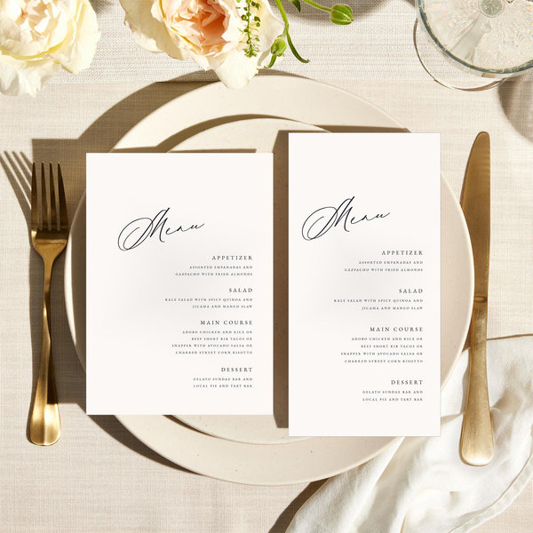 Arthur Letterpress | Black | Zola Wedding Menus