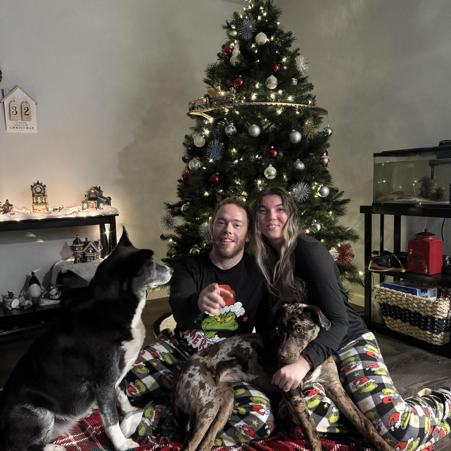 Christmas Family photo and all we are missing is the reptiles. Ohhh and the dogs can’t seem to pose either😂 -