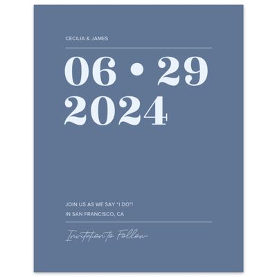 Dark Cobalt, Blue Wedding Digital Save the Date - Valier Type