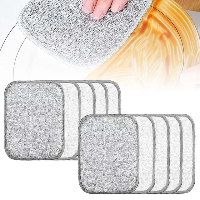 Fuiyuqa Multipurpose Wire Dishwashing Rags for Wet and Dry, Reusable Wire Miracle Cleaning Cloths, Round Wire Washing Cloth, Non Scratch Wire Dishcloth for Kitchen, Sinks, Pots, Pans (10PCS)