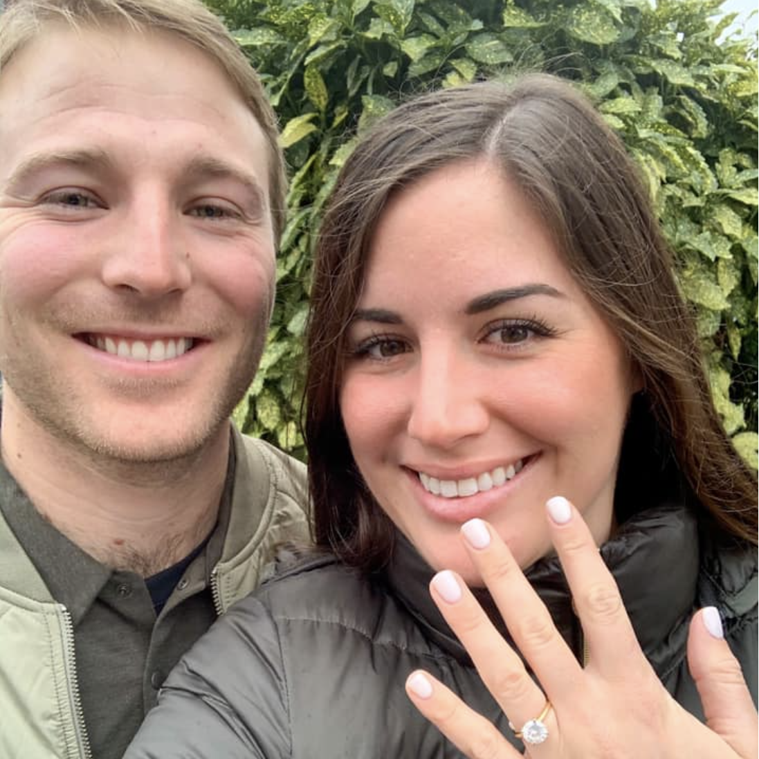 Walking by the Thames River the day after we got engaged.