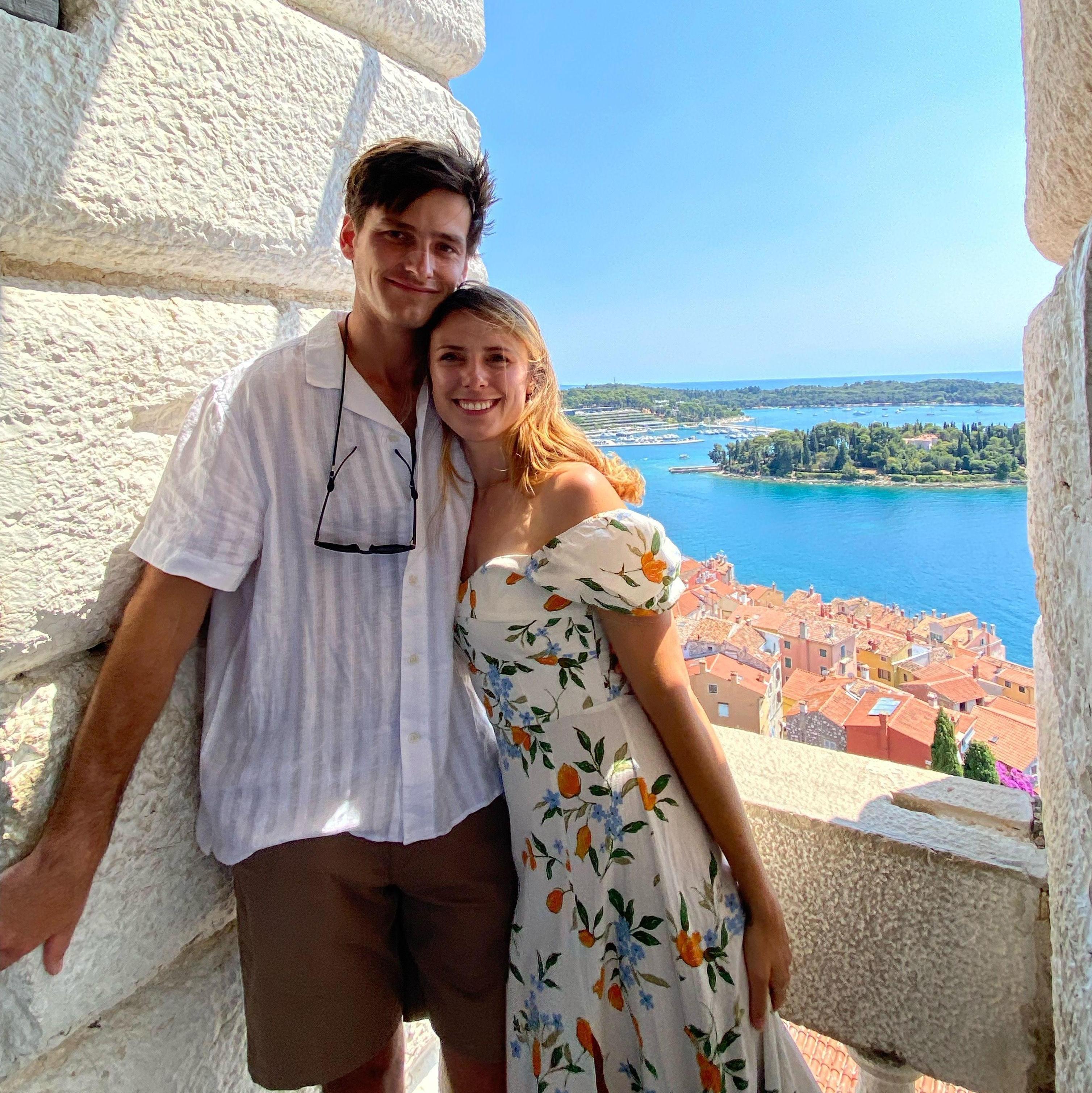 After a scary ascention up questionable stairs within a church tower in Rovinj, Croatia