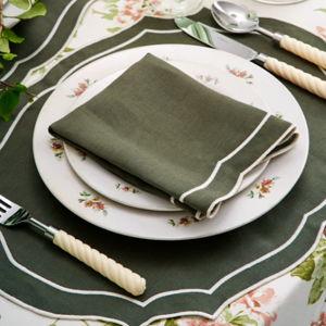 Loulou La Dune Emma Placemat - Forest, White Embroidery