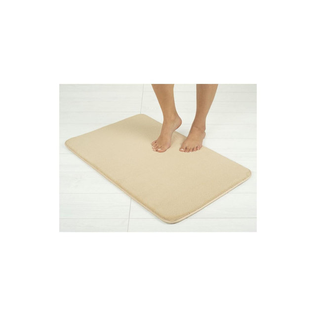 American Soft Linen Fluffy Foamed Non Slip Bath Rug, 21 in 32 in Bath Rugs for Bathroom, 100% Polyester Bath Mat Rugs, Sand Taupr