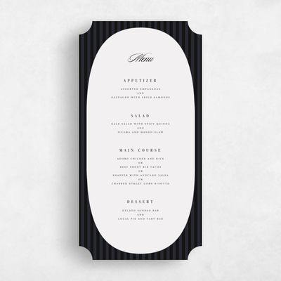 Black Ticket Wedding Menu - Madison
