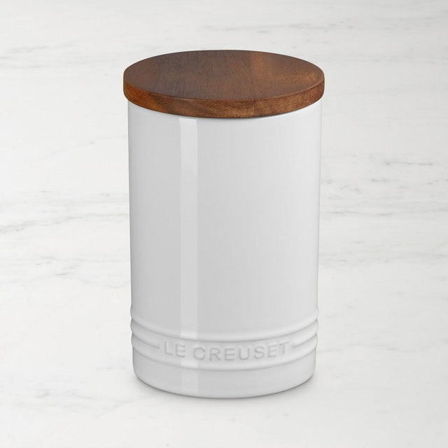 Le Creuset Signature Canister with Wood Lid, 26 Oz., White
