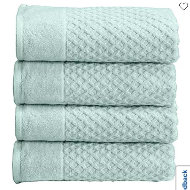 Linery Cotton Quick-Dry Textured 4 Pc Bath Towels - Pastel Blue