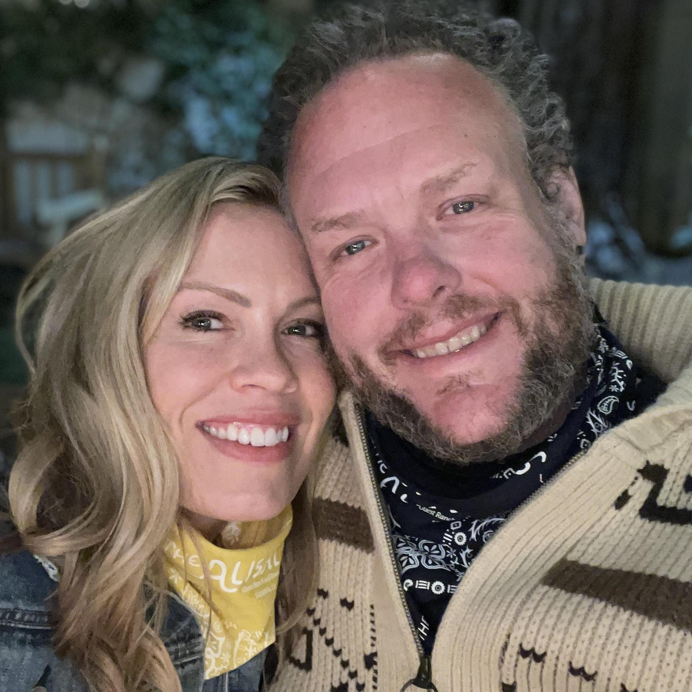 The evening of our engagement out by the fire pit, June 2021