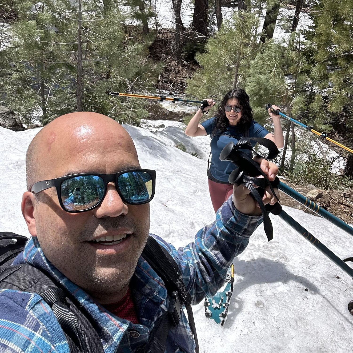 2023 Noemi takes Chris on his first snowshoe adventure in Lake Tahoe.