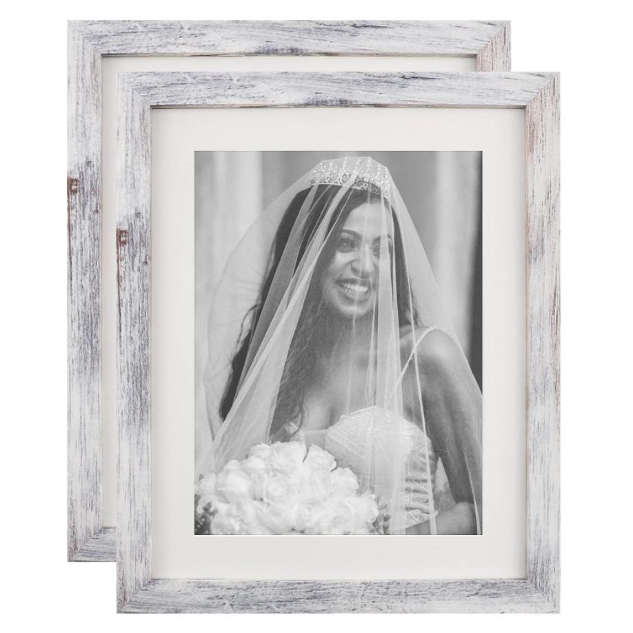 Set of 5 x 7 White Wood Photo Frames