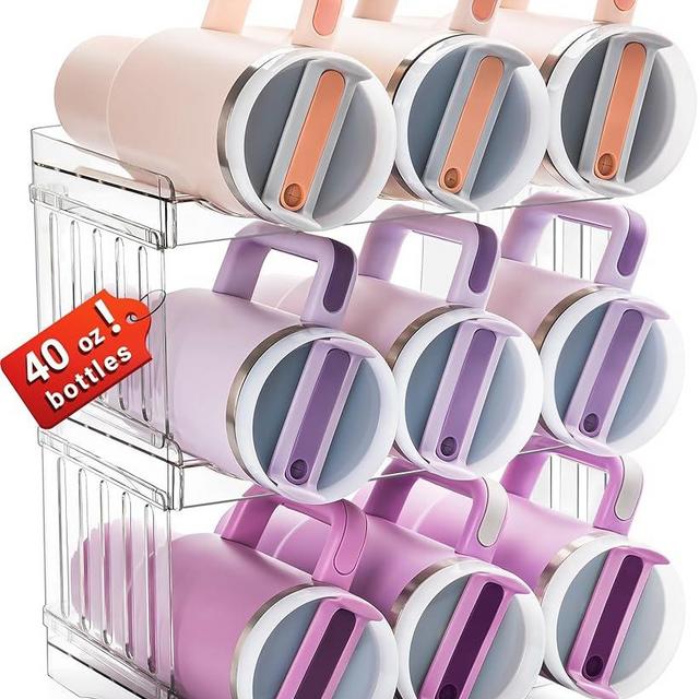 Upgraded Larger Tumbler Organizer for Stanley 40 oz Tumbler with Handle, Kitchen Storage for Stanley Cup Accessories, Kitchen Organization and Storage for Tumbler Mug Cup Hold Fully 9 Bottles Gift