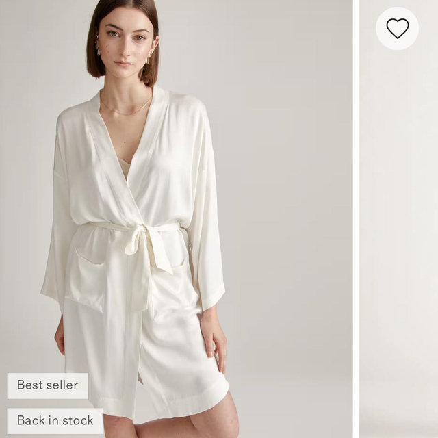 100% Washable Silk Robe - Ivory, M