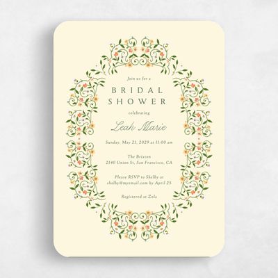 Yellow Rounded Wedding Wedding Shower Invitation - Oriel Portrait