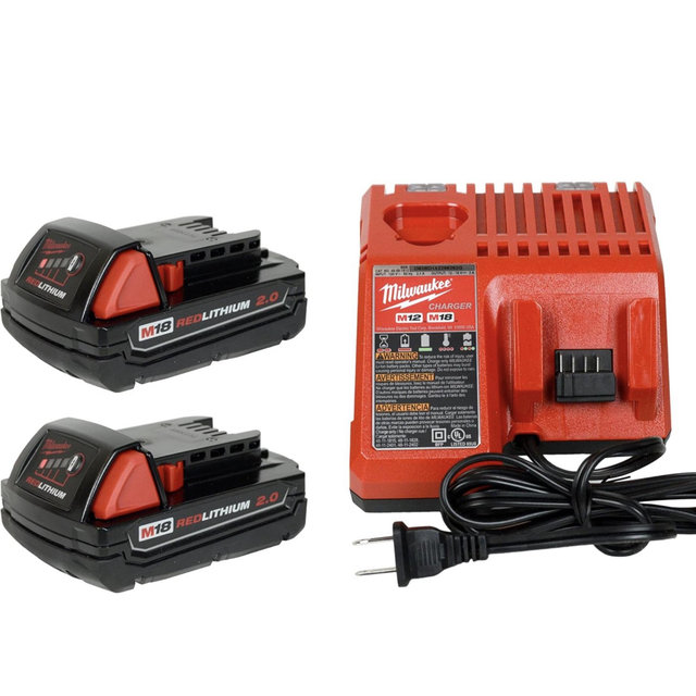 Milwaukee 48-59-1812 12V/18V Battery Charger and (2) 48-11-1820 18V 2.0Ah Batteries Combo Kit