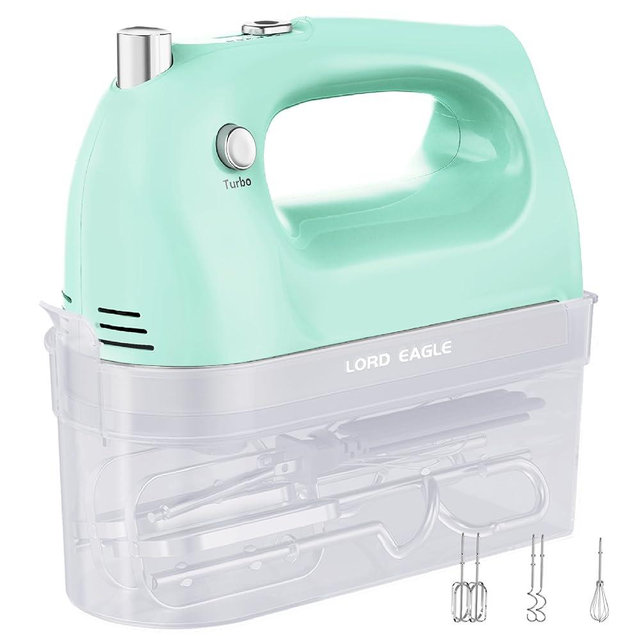 Lord Eagle Hand Mixer Electric 400W, 5 Speed handheld Mixer, 5 Stainless Steel Accessories for Baking Cake Egg Cream Food Beater, Turbo Boost/Self-Control Speed + Eject Button