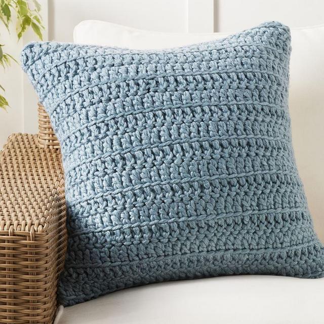 Darcy Textured Indoor/Outdoor Pillow, 22" x 22", Chambray