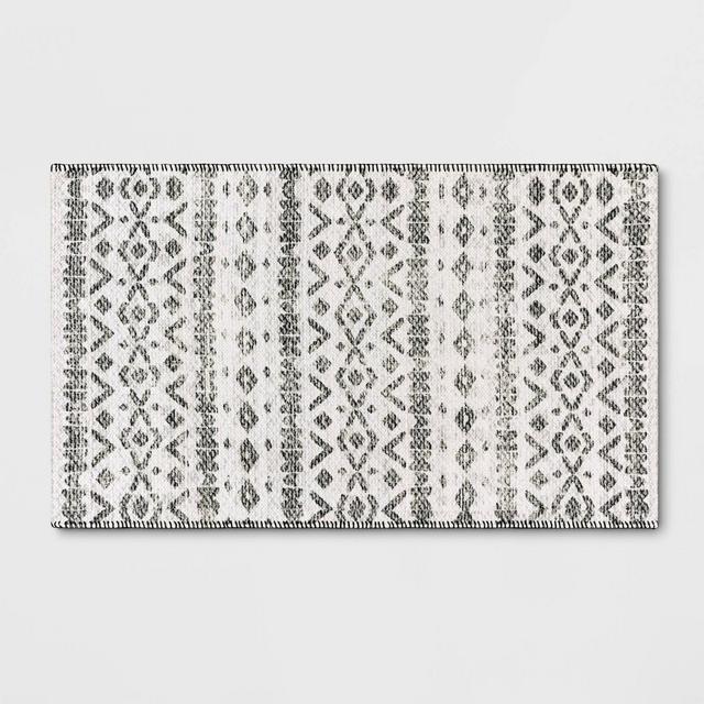 2'3"x3'9" Luna Aztec Diamond Printed Accent Rug Black - Opalhouse™