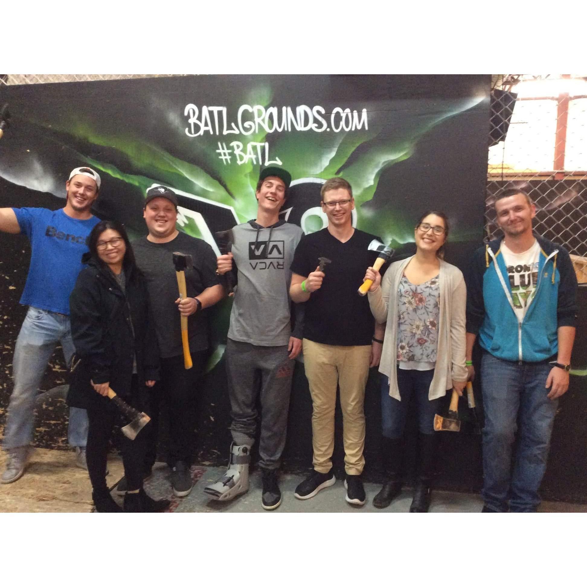Axe throwing for John's birthday 2018