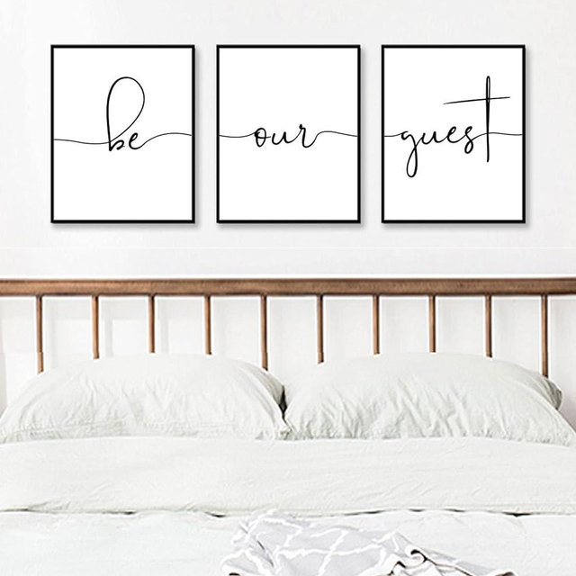 Be Our Guest Set of 3 Prints Guest Room Wall Decor Guest Bedroom Wall Art Farmhouse Guest Room Decor Quotes 11x14inch (Be Our Guest With Framed)