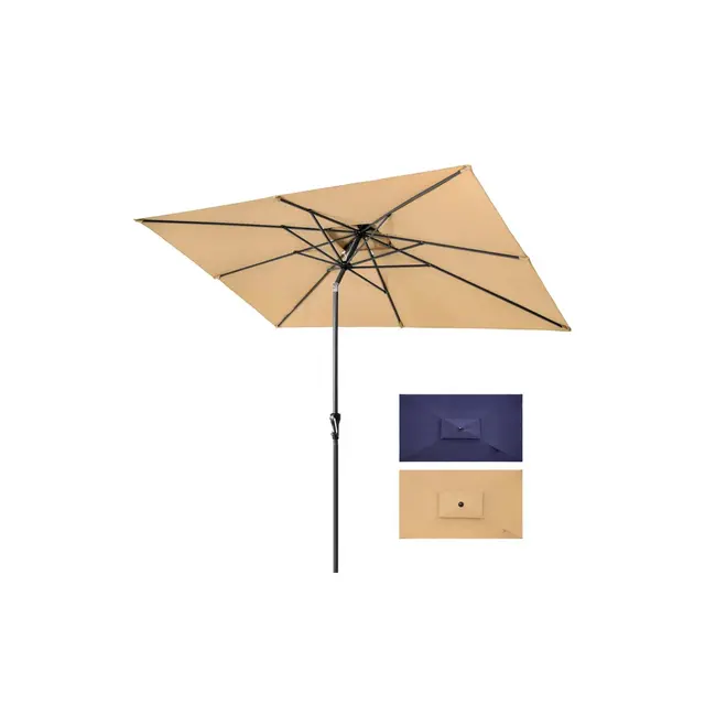 Crestlive Products 9 x 5 FT Double Top Patio Outdoor Umbrella Rectangular Tilting Parasol Waterproof