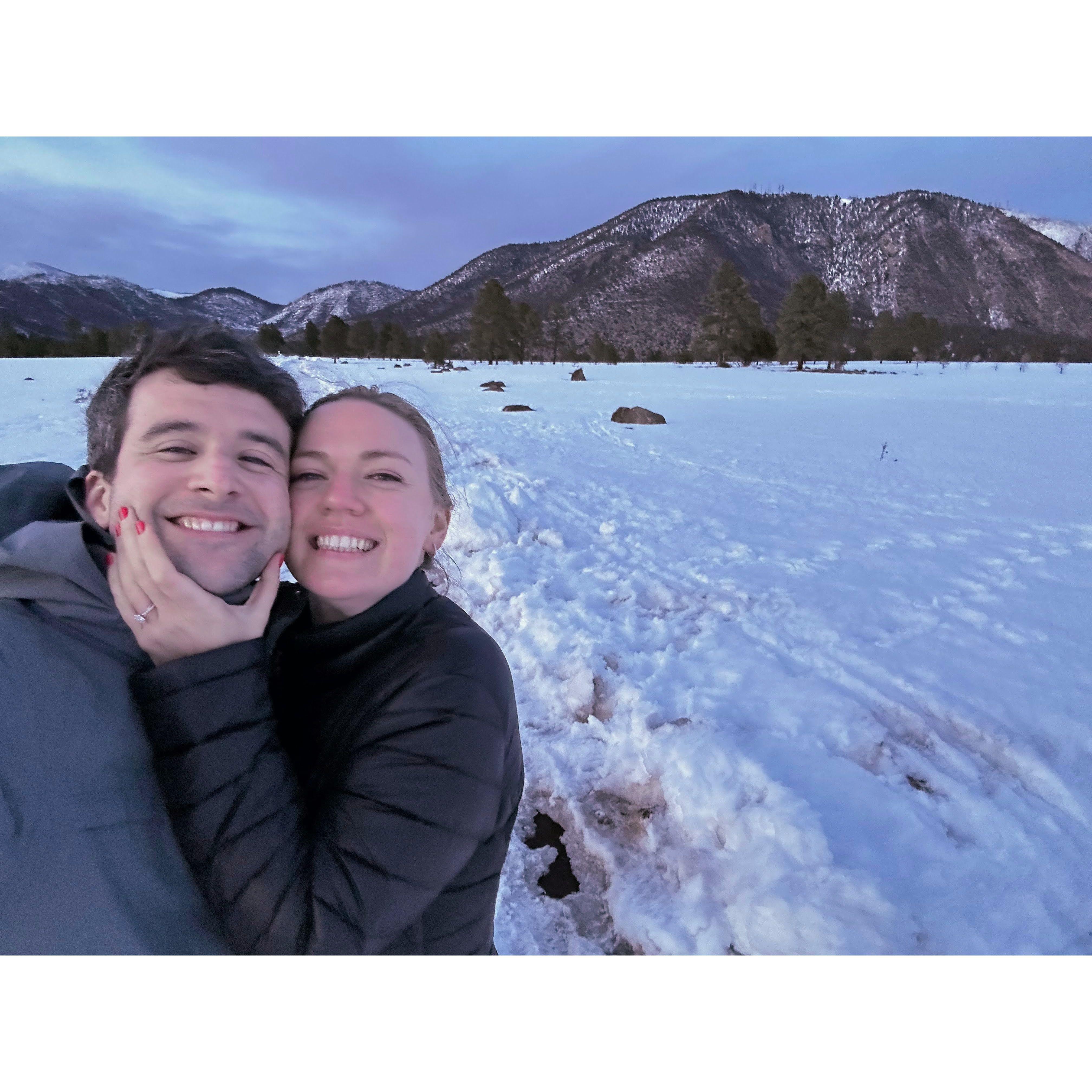 Getting engaged on an (optional) sunset hike in Flagstaff!