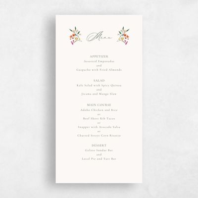 Beige Summer Wedding Menu - Agave